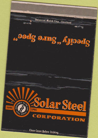 Matchbook Cover - Solar Steel Co Cleveladn OH 40 Strike
