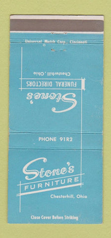 Matchbook Cover - Stone's Funeral Home Chesterhill OH WEAR 30 Strike