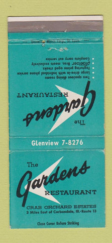 Matchbook Cover - Gardens Restaurant Carbondale IL 30 Strike