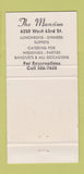 Matchbook Cover - The Mansion New York City 30 Strike