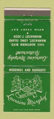 Matchbook Cover - Lauraine Murphy Manhasset LI NY CREASE #1 GREEN 30 Strike