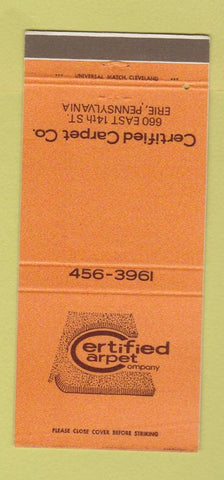 Matchbook Cover - Certified Carpet Erie PA 30 Strike