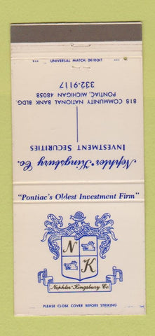 Matchbook Cover - Nephler Kingsbury Investments Pontiac MI 30 Strike