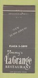 Matchbook Cover - Jimmy's La Grange Restaurant New York City 30 Strike