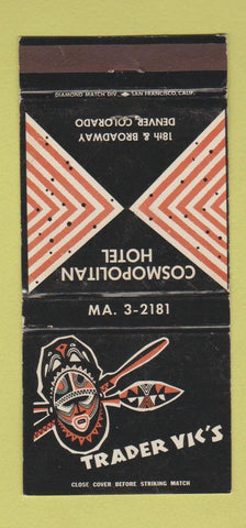Matchbook Cover - Trader Vic's Tiki Denver Colorado Cosmopolitan WEAR 30 Strike