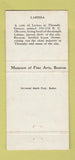 Matchbook Cover - Museum of Fine Arts Boston MA 30 Strike