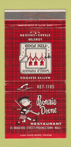 Matchbook Cover - Bonnie Doone Restaurant Provincetown MA WEAR 30 Strike