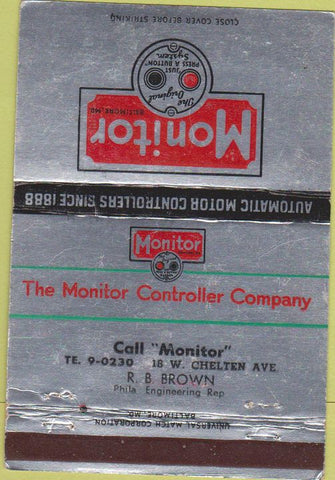 Matchbook Cover - Monitor Motor Controls Baltimore MD 40 Strike