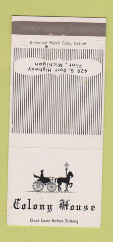 Matchbook Cover - Colony House Flint mI 30 Strike