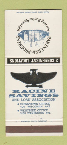 Matchbook Cover - Racine Savings and Loan WI 30 Strike