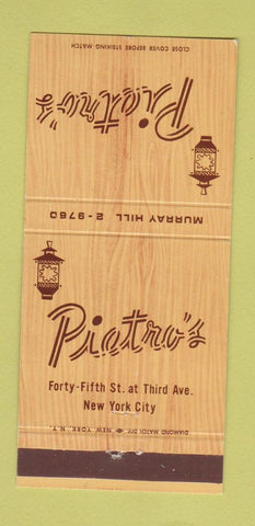 Matchbook Cover - Pietro's New York City 30 Strike