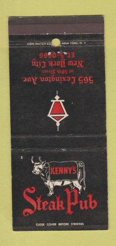 Matchbook Cover - Kenny's Steak Pub New York City 30 Strike
