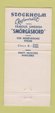 Matchbook Cover - Stockholm Restaurant New York City WEAR 30 Strike