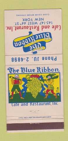 Matchbook Cover - The Blue Ribbon Cafe New York City 30 Strike
