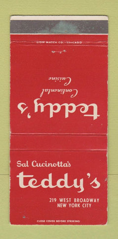 Matchbook Cover - Teddy's Restaurant New York City WEAR 30 Strike