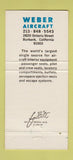 Matchbook Cover - Weber Aircraft Walter Kidde Burbank CA 30 Strike