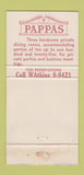 Matchbook Cover - Pappas Restaurant New York City WORN 30 Strike