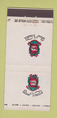 Matchbook Cover - Quo Vadis New York City MISCUT 30 Stick