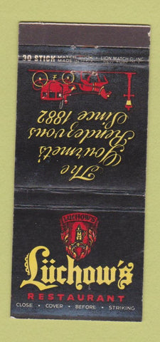 Matchbook Cover - Luchow's Restaurant New York City 30 Stick