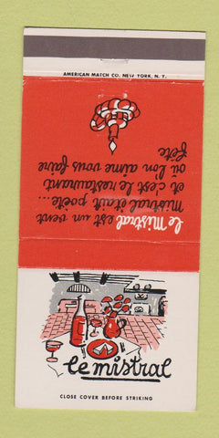 Matchbook Cover - Le Mistral Restaurant French New York City 30 Strike