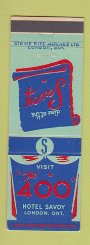 Matchbook Cover - Hotel Savoy The 400 London ON