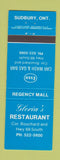 Matchbook Cover - Gloria's Restaurant Sudbury ON Esso oil gas