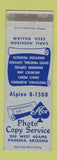 Matchbook Cover - Photo Copy Service Phoenix AZ WEAR