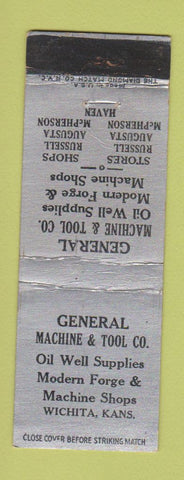 Matchbook Cover - General Machine Tool Wichita KS oil well WEAR