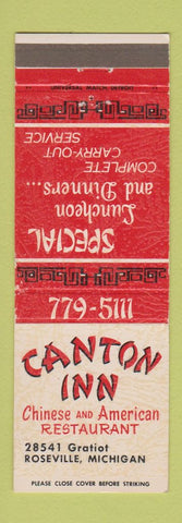 Matchbook Cover - Canton Inn Chinese Roseville MI