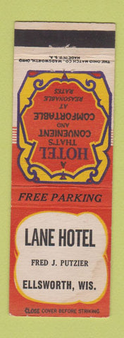 Matchbook Cover - Lane Hotel Ellsworth WI
