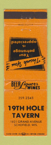 Matchbook Cover - 19th Hole Tavern Schofield WI