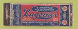 Matchbook Cover - Lugerner Watches New York City UNION QUALITY WORN