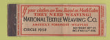 Matchbook Cover - Natonal Textile Waving New York City UNION QUALITY