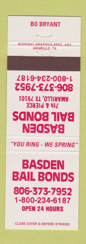 Matchbook Cover - Basden Bail Bonds Amarillo TX