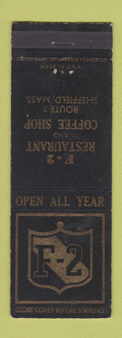 Matchbook Cover - F2 Restaurnt Coffee Shop Sheffield MA