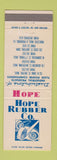 Matchbook Cover - Hope Rubber Company Holyoke Fitchburg Watertown MA