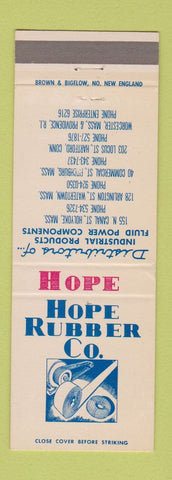 Matchbook Cover - Hope Rubber Company Holyoke Fitchburg Watertown MA
