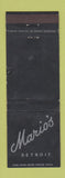 Matchbook Cover - Mario's Detroit MI WEAR