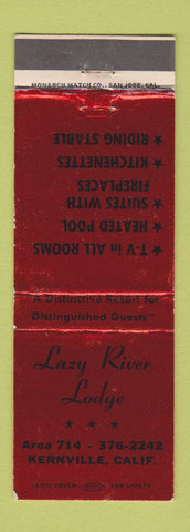 Matchbook Cover - Lazy River Lodge Kernville CA