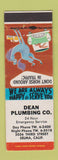 Matchbook Cover - Dean Plumbing Selma CA