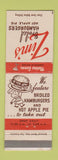 Matchbook Cover - Zim's Hamburgers San Francisco CA