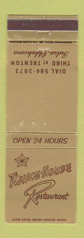 Matchbook Cover - Ranch House Restaurant Tulsa OK