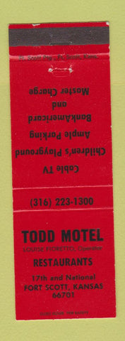 Matchbook Cover - Todd Motel Restaurant Fort Scott KS