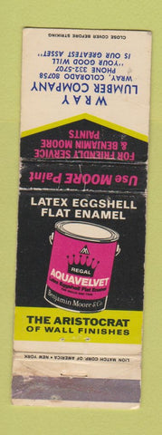 Matchbook Cover - Benjamin Moore Paint Wray Colorado lumber WORN
