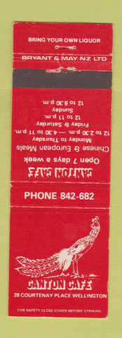 Matchbook Cover - Canton Cafe Chinese Wellington New Zealand