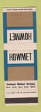 Matchbook Cover - Howmet Austenal Medical Division New York City