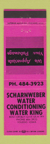 Matchbook Cover - Scharnweber Water Conditioning Toledo OH