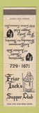 Matchbook Cover - Friar Tuck's Supper Club Cincinnati OH