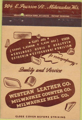 Matchbook Cover - Western Leather Co Milwaukee WI 40 Strike
