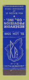 Matchbook Cover - Reservoir Provision  Liquor Store Midget